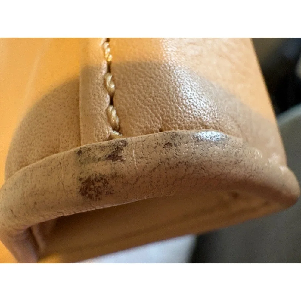 Rebecca Minkoff Affair Quilted Tan Leather Crossbody Bag Rose Gold Chain Strap